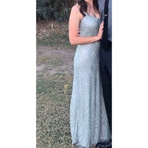 Adrianna Papell Sz 8 Art Deco maci sage green